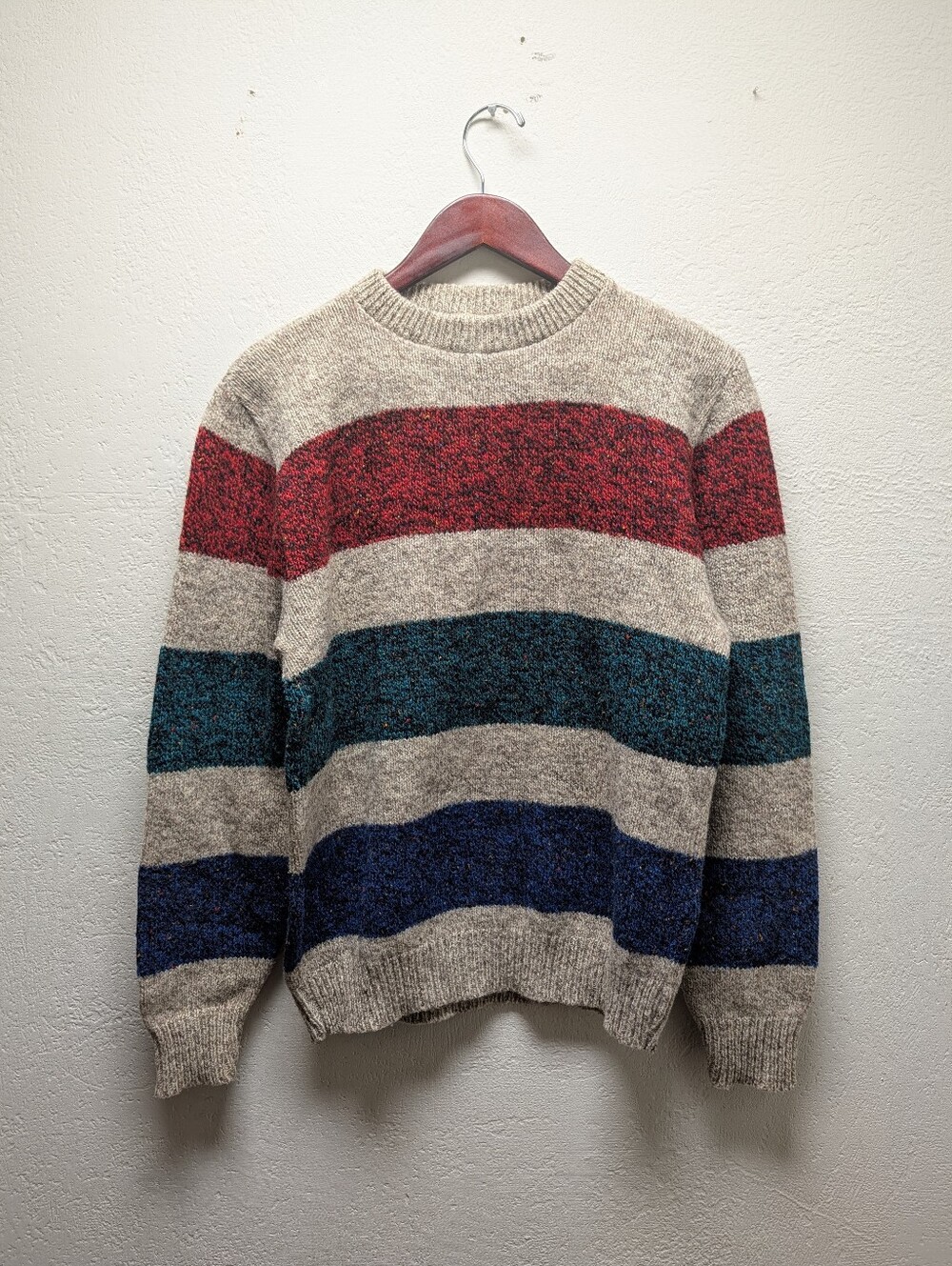 Vintage Neil Martin Wool Blend Striped Sweater Mens L Tweed Fleck Crewneck 90s